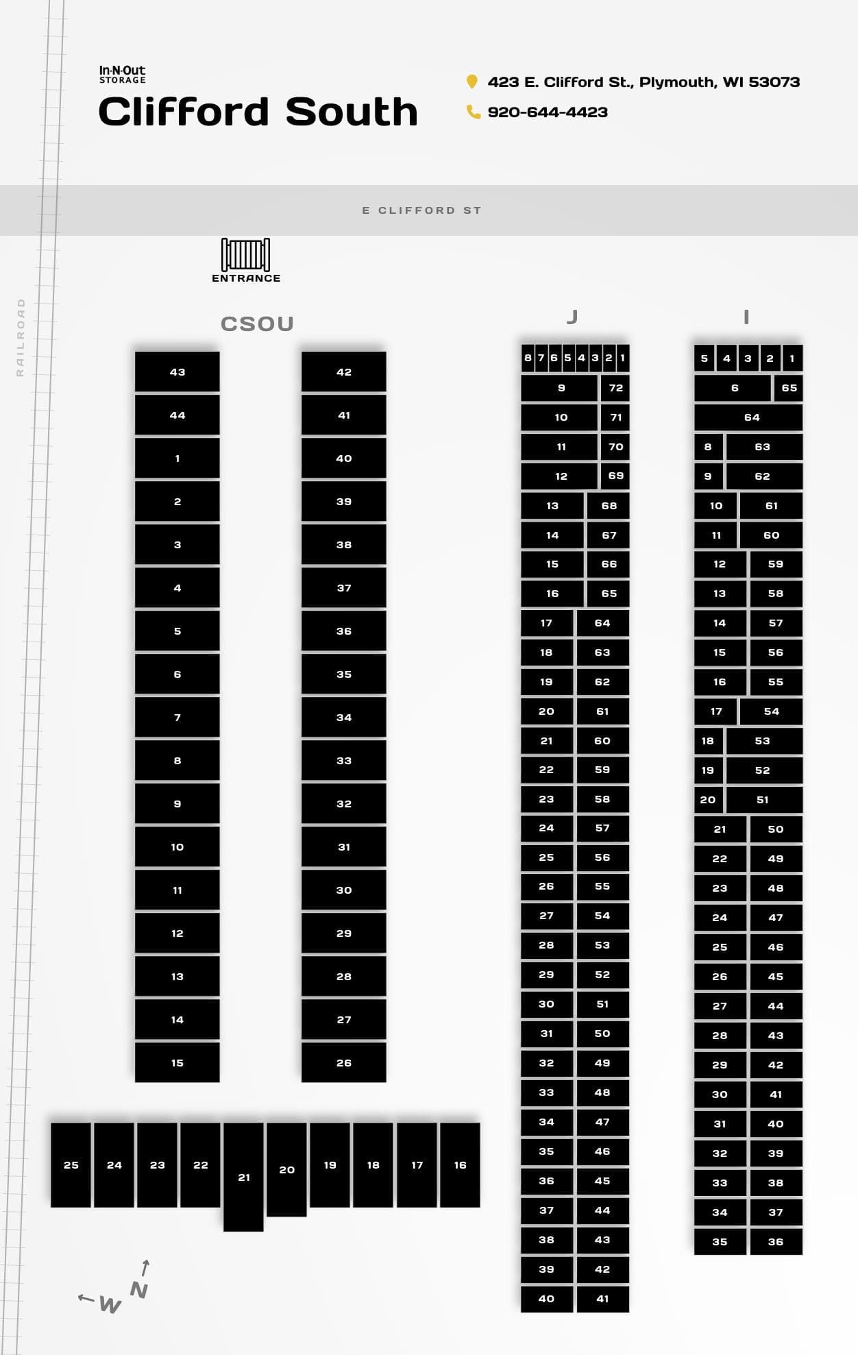 In-N-Out Storage East Clifford Street, Plymouth, WI. Storage Facility Map